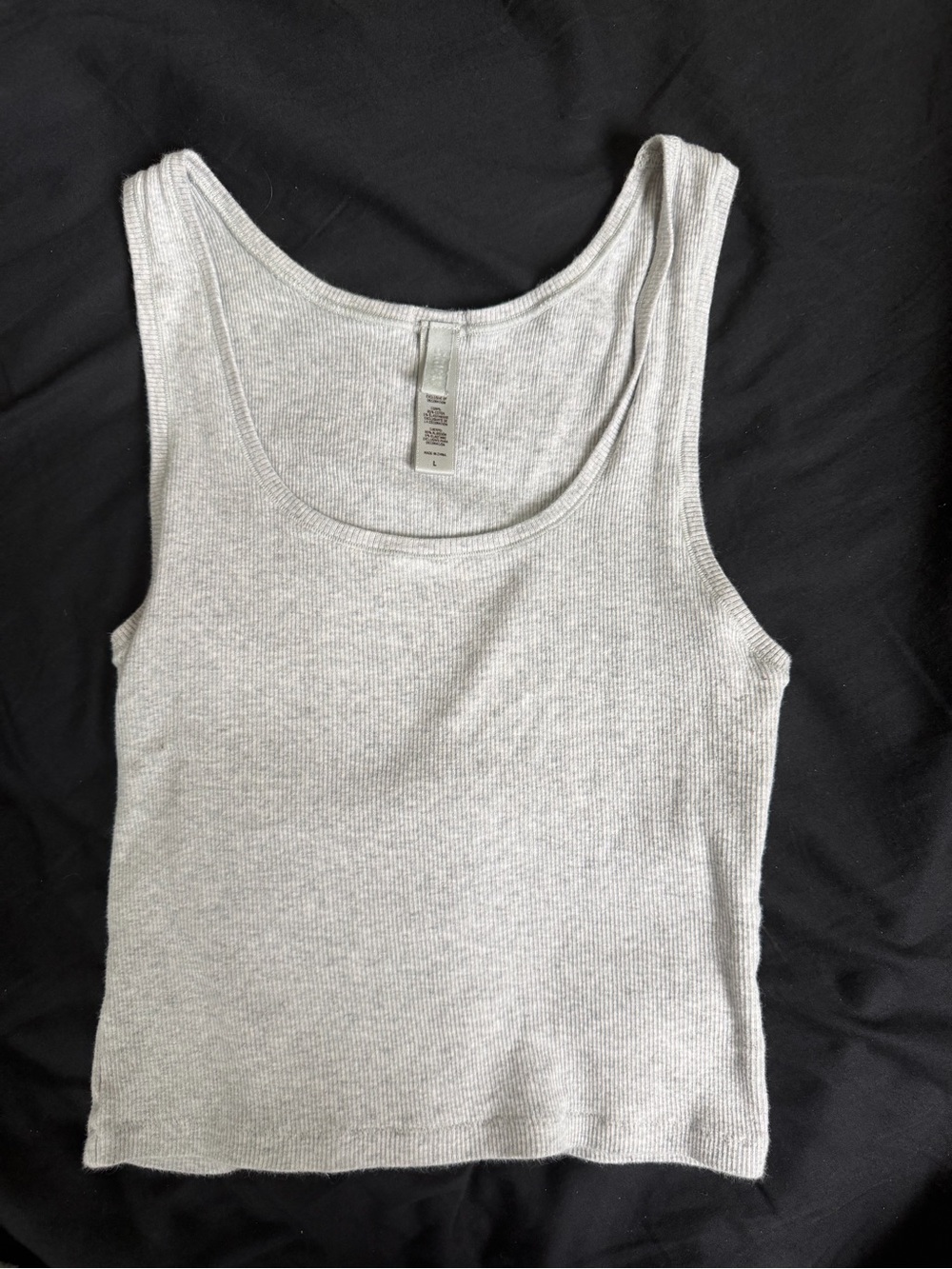 Skims Light Gray Ribbed Tank Top - Classic Women's Scoop Neck